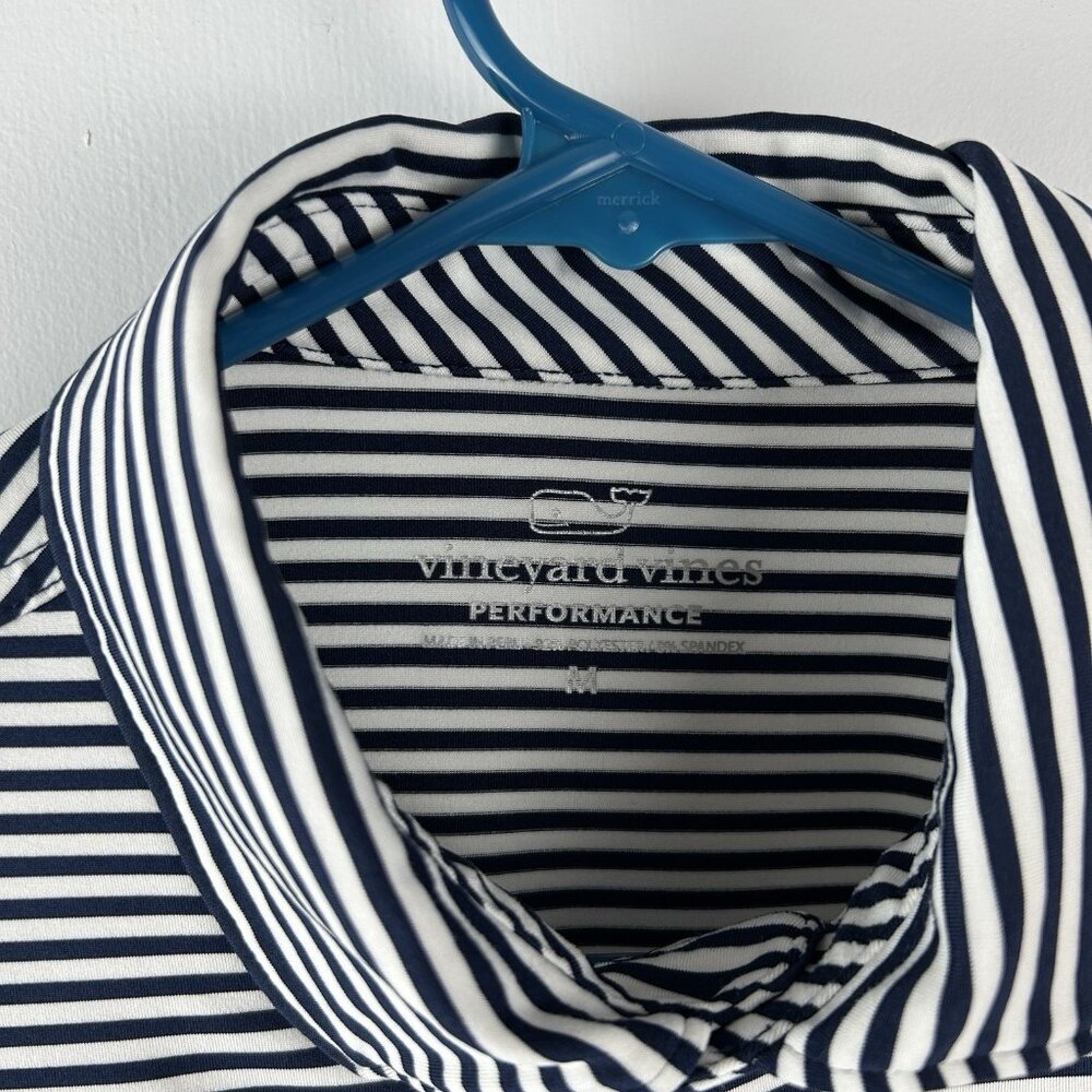 Vineyard Vines Shirt Mens Medium Short Sleeve Polo Performance Striped 1898 Leaf - Picture 4 of 10